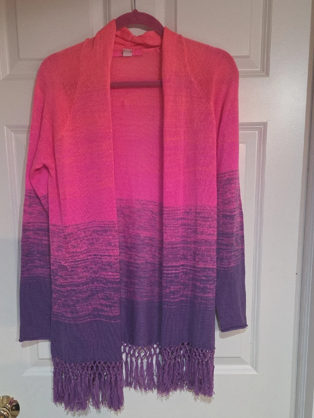 Lilly Pulitzer Fuchsia Pink Open-Front Fringe Cardigan